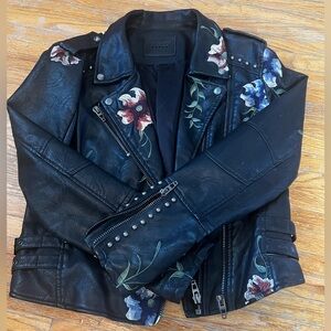 Blank NYC Vegan Leather Floral Bomber Jacket